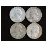 (4) WASH. QTRS 90% VARIOUS DATES & MM