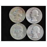 (4) WASH. QTRS 90% VARIOUS DATES & MM