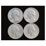 (4) WASH. QTRS 90% VARIOUS DATES & MM