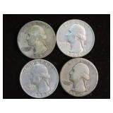 (4) WASH. QTRS 90% VARIOUS DATES & MM