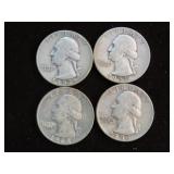 (4) WASH. QTRS 90% VARIOUS DATES & MM