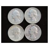 (4) WASH. QTRS 90% VARIOUS DATES & MM