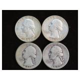 (4) WASH. QTRS 90% VARIOUS DATES & MM