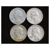 (4) WASH. QTRS 90% VARIOUS DATES & MM