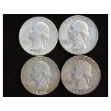 (4) WASH. QTRS 90% VARIOUS DATES & MM