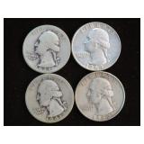 (4) WASH. QTRS 90% VARIOUS DATES & MM