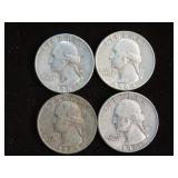 (4) WASH. QTRS 90% VARIOUS DATES & MM