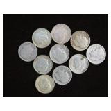 (10) ROOSEVELT DIMES 90% VARIOUS DATES & MM