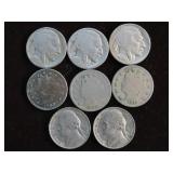 (3) BUFF, (3) V & (2) JEFF. NICKELS VAR DATES & MM