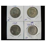 1965 P, 66 P, 67 P, 68 D KENNEDY HALF DOLLAR 40%