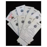 COLLECTION OF 12 CARDED UNC 1943 STEEL PENNIES