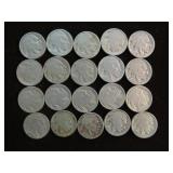 (20) PARTIAL DATE BUFFALO NICKELS