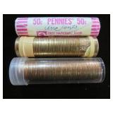 3 ROLLS 1960, 77, 82 UNC PENNIES