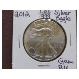 2012 1 OZ .999 SILVER EAGLE GEM BU