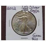2012 1 OZ .999 SILVER EAGLE GEM BU