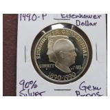 1990 P EISENHOWER DOLLAR 90% GEM PROOF