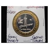 .999 SILVER STRATOSPHERE CASINO TOKEN GEM PROOF