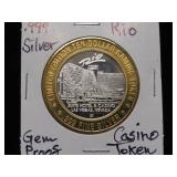 .999 SILVER RIO CASINO TOKEN GEM PROOF