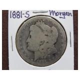 1881 S MORGAN SILVER DOLLAR 90%