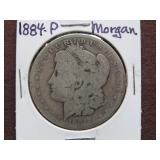 1884 P MORGAN SILVER DOLLAR 90%