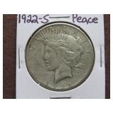 1922 S PEACE SILVER DOLLAR 90%