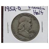 1952 D FRANKLIN HALF DOLLAR 90%