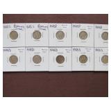 (10) MERCURY DIMES 90% VARIOUS DATES & MM