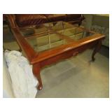 CHERRY CENTER COFFEE TABLE BEVELED GLASS