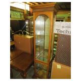 2 DOOR LIGHTED MIRROR BACK CURIO CABINET