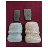 (2) GROOVED AXES & 2 STONE PENDANTS