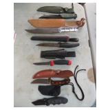 BOX LOT OF (6) FIXED BLADE KNIVES, VARIOUS BRANDS