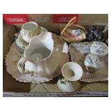 CANDY DISH, CREAMERS, TEA CUPS & MISC