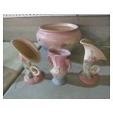 HULL POTTERY BOWL & PITCHERS