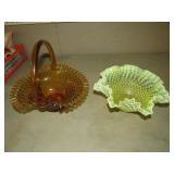 FENTON BRIDAL BASKET & HOBNAIL BOWL