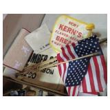 BOX OF AMERICAN FLAGS & MISC