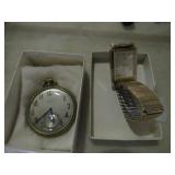ANTIQUE ELGIN POCKET WATCH & LONGENES TANK STYLE