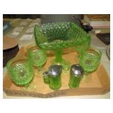 GREEN & 1 PINK DEPRESSION GLASS
