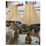 PAIR OF BRASS TABLE LAMPS W/SHADES