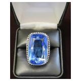 LADIES STP 925 BLUE QUARTZ RING SIZE 6.75
