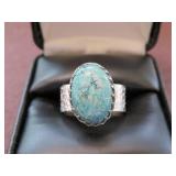 LADIES STAMPED 925 TURQUOISE RING SIZE 8.25