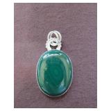 LADIES STAMPED 925 GREEN JADE PENDANT