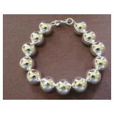 LADIES STAMPED 925 8" LARGE BALL LINK BRACELET