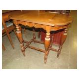 SOLID WOOD INLAID TABLE W/ STRETCHER BASE