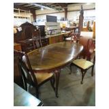 CHERRY WOOD DINING TABLE W/4 CHAIRS (2) LEAFS