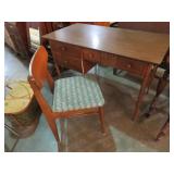 MID CENTURY STYLE SOLID WOOD DESK & CHAIR