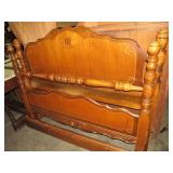 ANTIQUE FULL SIZE BED W/CARVING & RAILS
