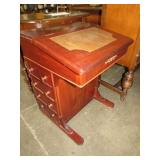 ANTIQUE LIFT TOP DAVENPORT DESK (1) DRAWER INSIDE