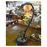 METAL CHERUB ON SWING TABLE LAMP - NO SHADE