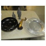 ORIENTAL FIGURES, HAND PAINTED BOWL, & MISC