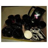 HAND PAINTED RELCO PITCHER, CUPS, TEA SET